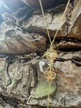 Load image into Gallery viewer, Saltana 14K gold necklace set with 4 tiny diamonds
