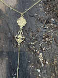 Load image into Gallery viewer, Saltana 14K gold necklace set with 4 tiny diamonds
